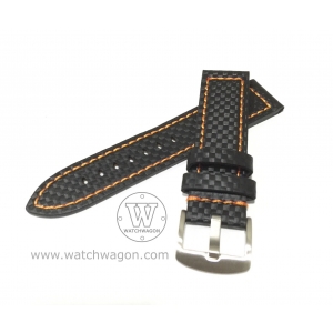 Paros Genuine Calf Leather Watch Strap - Type C Orange Stitching 24mm