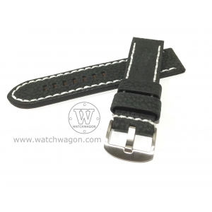 Paros Genuine Calf Leather Watch Strap - Type D Black 24mm