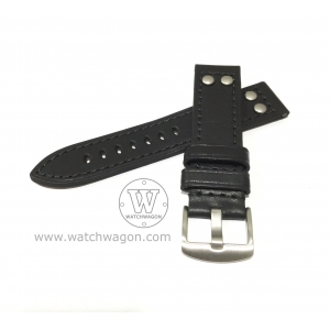 Paros Genuine Calf Leather Watch Strap - Type E Black 20mm