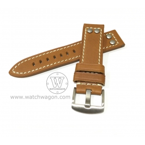 Paros Genuine Calf Leather Watch Strap - Type F Tan 24mm