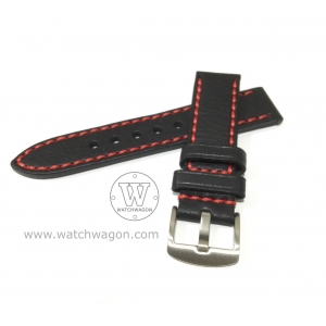 Paros Genuine Calf Leather Watch Strap - Type J Red 24mm